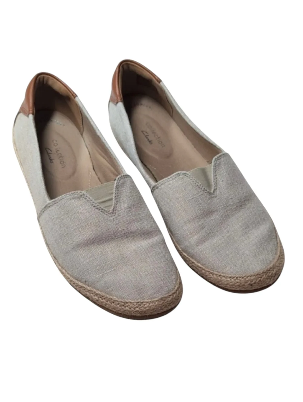Clarks Danelly Sky Tan with Subtle Gold Shimmer  Canvas  Flats Slip-On